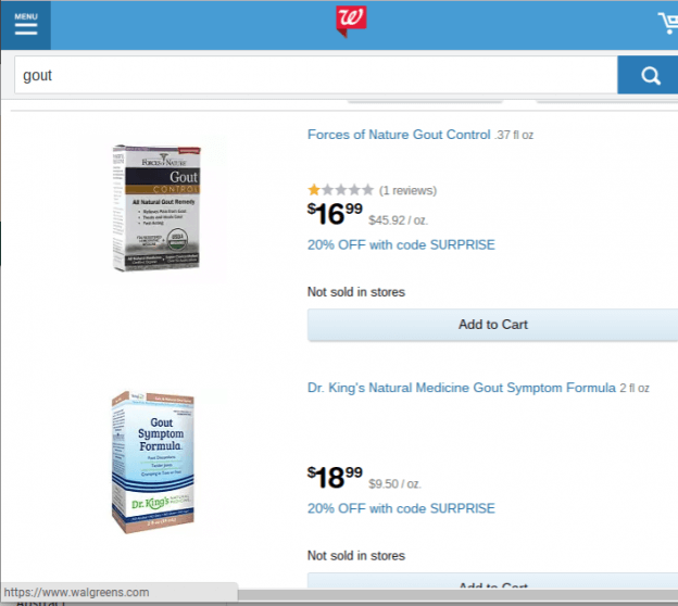 Gout Control at Walgreens screenshot